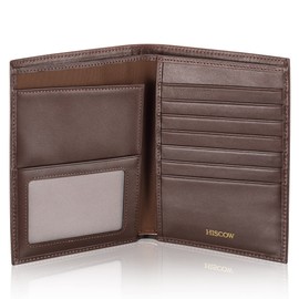 HISCOW Italian Leather Passport Holder for Travel - RFID Blocking Wallet Cover with Secure Organizer for Men & Women, US & Foreign Trips, Coffee