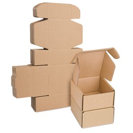 Corrugated Cardboard Shipping Boxes, 100x100x53mm Royal Mail Small Parcel PiP Postal Box for Posting, Boxes for Business, Storing or Gift(25 Pieces)