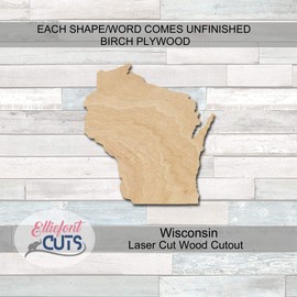 Wisconsin Wood Cutouts for crafts, Laser Cut Wood Shapes 5mm thick Baltic Birch Wood, Multiple Sizes Available