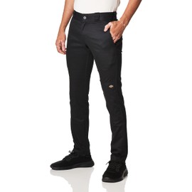 Dickies mens Skinny Straight Double Knee work utility pants, Black, 34W x 30L US