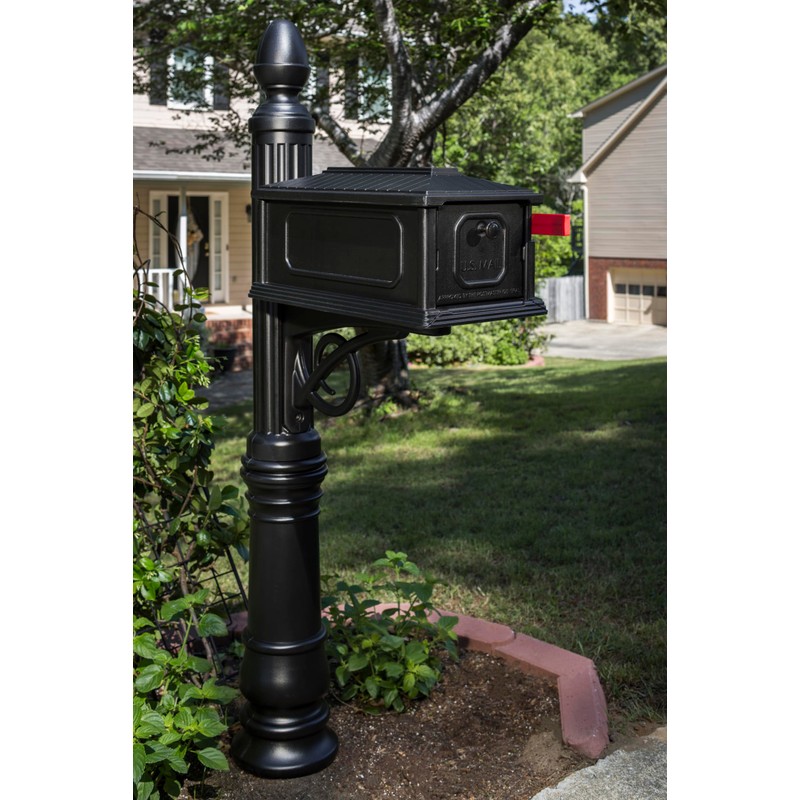 Architectural Mailboxes Stratford Plastic Mailbox and Post Kit, SC000BAM, Black,