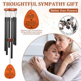 Memorial Gifts，Wind Chimes Outdoor，Garden Decor，26 Inch Memorial Wind Chimes，for Loss of Father Mother Son, Daughter, Friends, Sister, Bereavement Remembrance Gift in Memory of Loved One (Black)