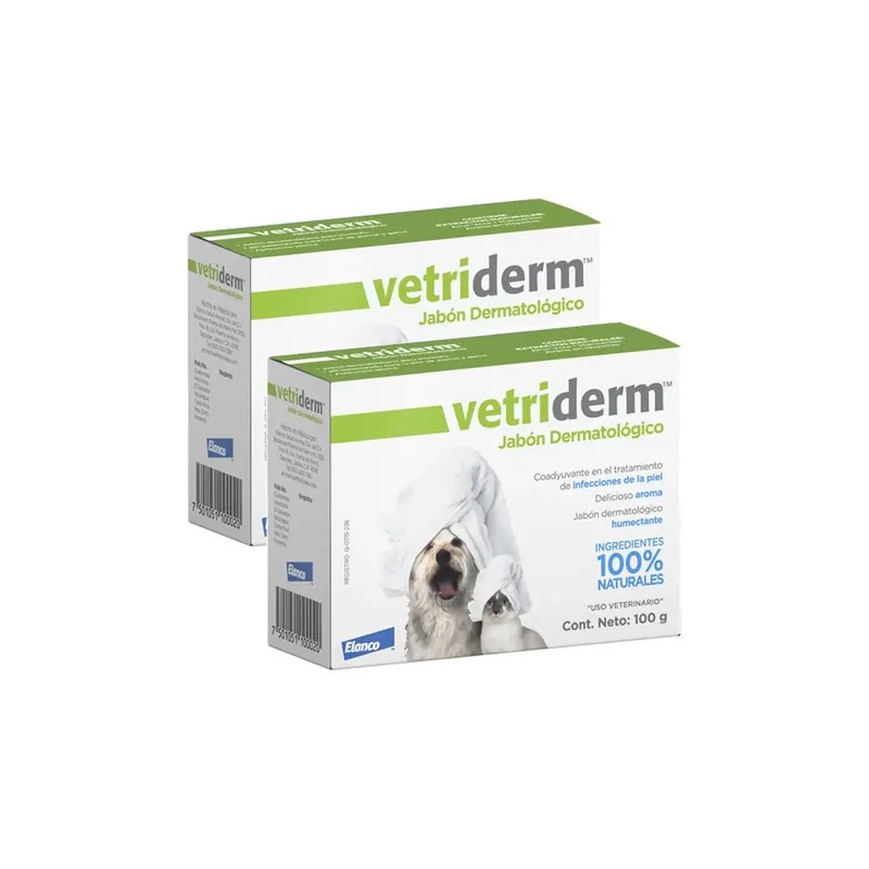 2 Piezas Vetriderm Jabón Dermatológico Perros Y Gatos Elanco