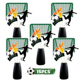 Soccer Table Centerpiece Sticks, Soccer Table Topper - Soccer Game Party Decorations Football Theme Party Decorations Supplies - 15PCS