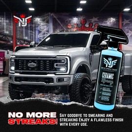 16oz Ceramic Spray for Cars, Trucks, Boats, Motorcycles – SiO2 Hydrophobic Coating, High Gloss Finish, UV Protection, Water Beading, Easy Spray-On Formula for Paint, Glass, Chrome & Plastics