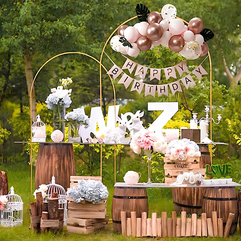 IRONHAVEN 7.2FTx4FT Metal Wedding Arch Frame with Reinforced Base Gold