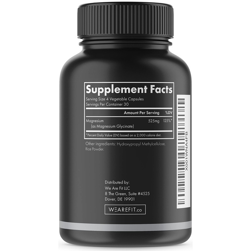 Magnesium Glycinate 525 mg Elemental Complex -125% DV High Absorption