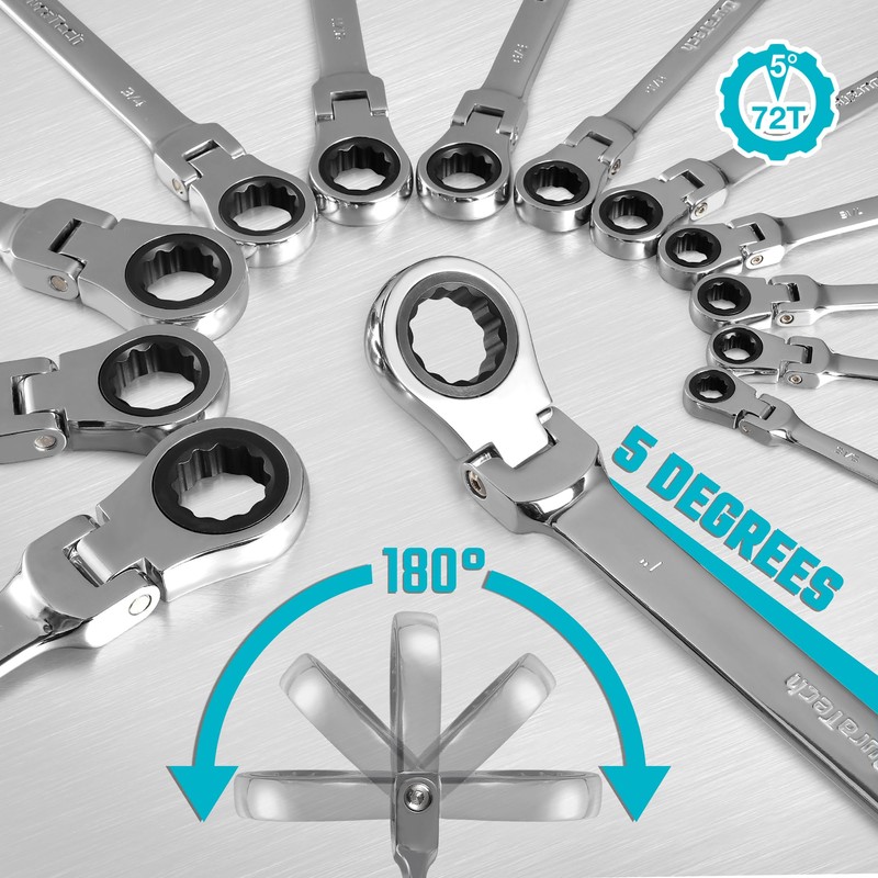 DURATECH 9/16" Flex-Head Ratcheting Combination Wrench