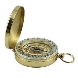 SOULONG Brass Pocket Compass Keychain Compass with Night Light Cover & Neck Rope Waterproof for Camping Hiking Climbing