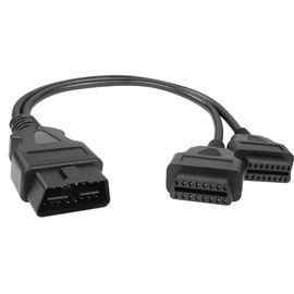 YACSEJAO16 Pin OBD2 OBDII Extension Cable 1FT/30CM Car Diagnosis Cable OBDII Right Angle Male to Dual Female Y Splitter Adapter (Straight)