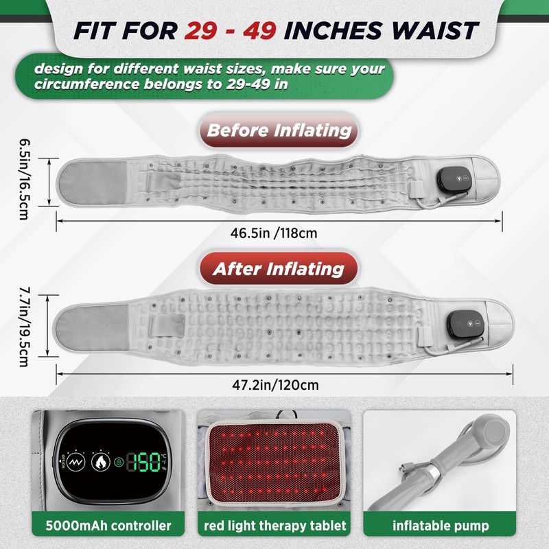 ERHIVORA Decompression Back Belt with Red Light Heating and Massage,