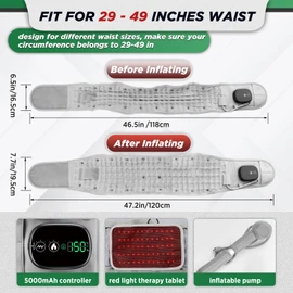 ERHIVORA Decompression Back Belt with Red Light Heating and Massage, Back Reliever, Inflatable Back Brace for Spinal Lumbar Woman Men Heating Pad