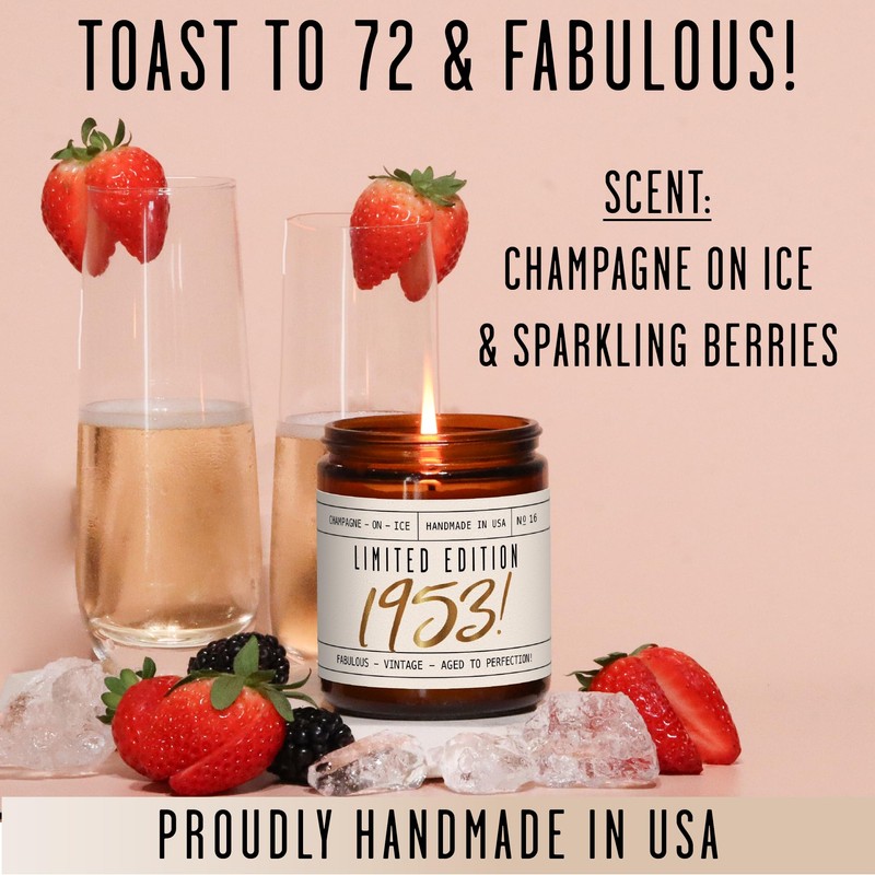 72nd Birthday Gifts for Women - 'Limited Edition 1953' Soy