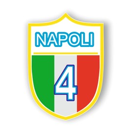 Napoli Campioni d'Italia 4° Scudetto, PVC Sticker Kit for Car, Motorcycle, Helmet Tablet, Consisting of a 10 cm Sticker + 4 5 cm Stickers