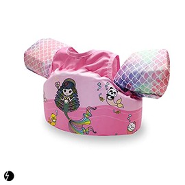 TaktZeit Swim Vest Learn to Swim for Boys Girls 30-50 lbs Pool Floaties for Swimming (Pink Mermaid)