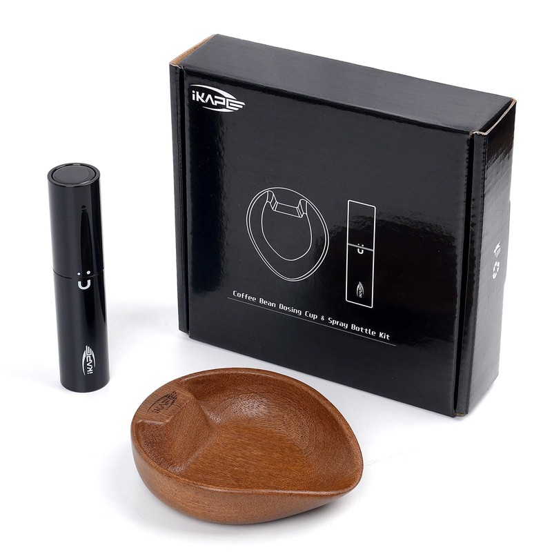 IKAPE Wooden Coffee Bean Dosing Cup and Spray Bottle Kit