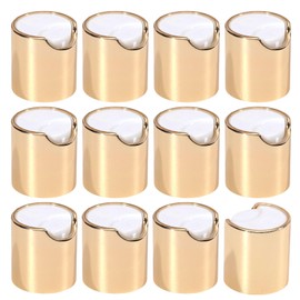 CHGCRAFT 12 Pcs Aluminized Plastic Disc Top Caps Gold Press Cap Top Cover Bottle Lids Replacement for Travel Squeeze Bottles Lotion Bottles, Outer Diameter 23.5mm, White