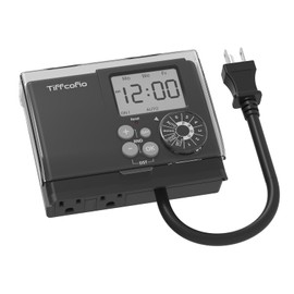 TiFFCOFiO New Digital Outdoor Timer Waterproof, Dial Programmable Method, Outdoor Pool Pump Timer with 2FT Extension Cord, 2 Grounded Electrical Outlets for Lights, 6 Sets of Programs, 15A/1875W