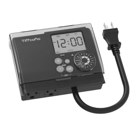 TiFFCOFiO New Digital Outdoor Timer Waterproof, Dial Programmable Method, Outdoor Pool Pump Timer with 2FT Extension Cord, 2 Grounded Electrical Outlets for Lights, 6 Sets of Programs, 15A/1875W