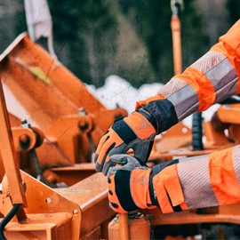 Gebol Master Thermo Work Gloves with Moisture Protection Membrane and Cold-Insulating Lining for Winter, Protective Gloves in Leather Look for Men, Size XL (Size 10), Orange/Black, 1 Pair