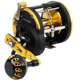 Burning Shark Towing Reel Salt Spirit Level Wind Rollers Boat Fishing for Sea Bass, Grouper, Salmon - AAT40L