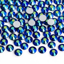 Jollin Glue Fix Crystal Flatback Rhinestones Glass Diamantes Gems for Crafting Nail Art Crafts Decorations Clothes Shoes 3.2mm (ss12 1440pcs, Jet AB)