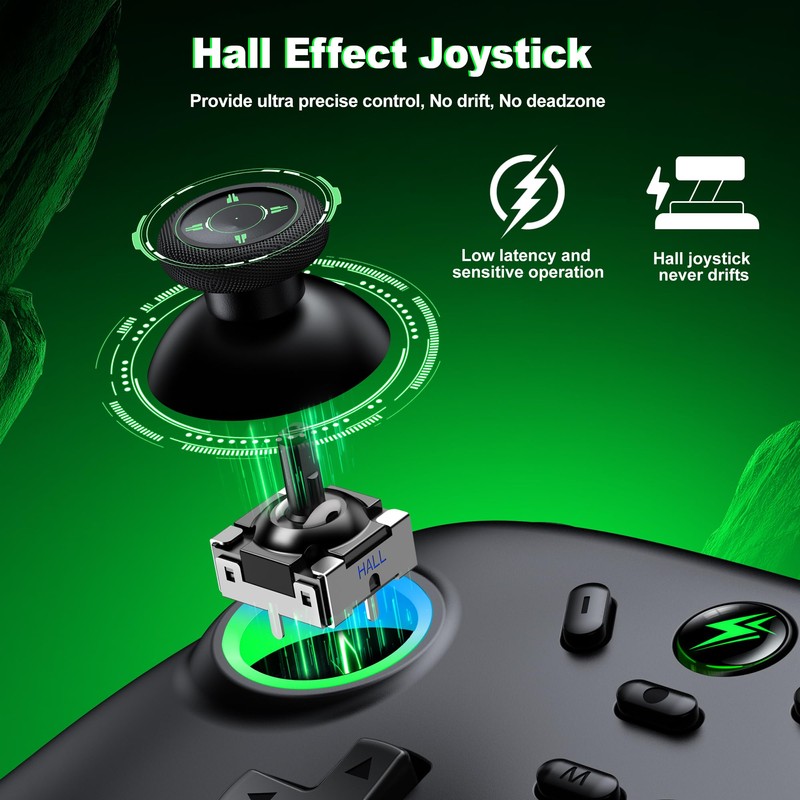 HELLCOOL Switch Controller mit Hall Joysticks, Kabellos Controller für Switch/Lite/OLED,