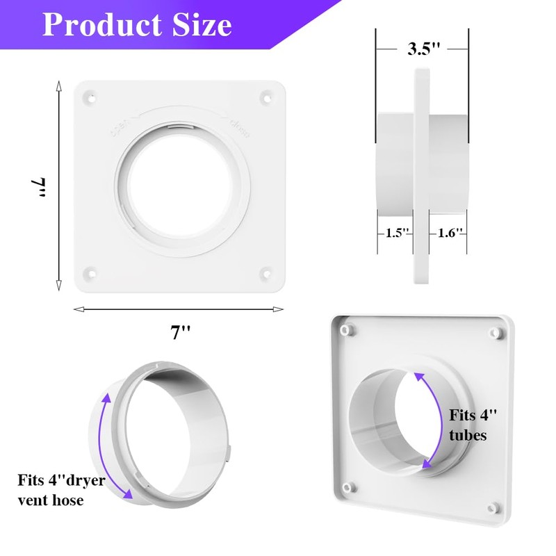 Aozzy Universal Twist-Lock Dryer Vent Wall Plate with Quick Connect