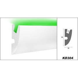 KD304 LED Installation Profile Polystyrene with Hard Coating, Drywall Stucco Strips (1.15 Metres KD304) Mounting Strip for LED Strip Strip Channel Light Cowl Profile