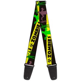 Buckle-Down Guitar Strap Zombies Biohazard Black Yellow Green 2 Inches Wide