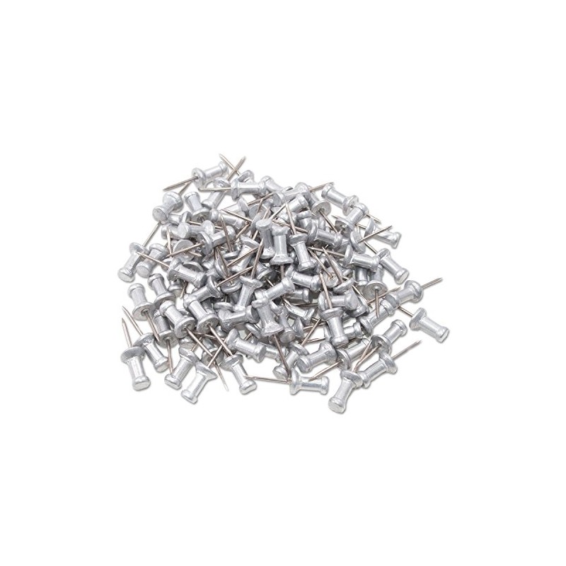 GEM CPAL4 Aluminum Head Push Pins, Aluminum, Silver, 1/2", 100/Box