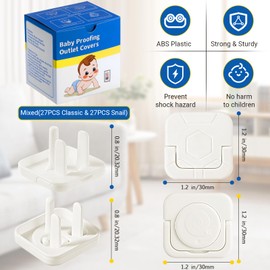 Outlet Covers Baby Proofing, 54 Pack Child Proof Plug Socket Covers Electric Plug Protectors Safety Caps with Hidden Pull Handle, for US 3-Prong, Mixed(27PCS Classic & 27PCS Snail)