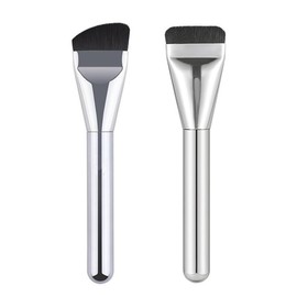 2pcs Flat Makeup Brush, Foundation Brush, Facial Mask Brush, 1mm Superfine Fiber Hair Makeup Brush, One Thread Flat Concealer Brush, Liquid Foundation Brush, Mini Makeup Brush, Non-marking Makeup,
