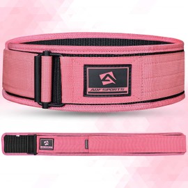AQF Weight Lifting Belt - 4” Auto Lock Nylon Gym Belt for Functional Training Bodybuilding Powerlifting Deadlift Squat and Weightlifting workout - Lifting Support for Men and Women (XS, Pink)
