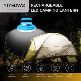 Portable LED Camping Light Rechargeable, 6000mAh, IP65 Waterproof with Magnet for Tent Light Outdoor, Power Outage, Hiking, Emergency, Survival Kit, Blizzard, Hurricane