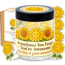 Inspirational Gifts for Women - Emotional Support Positive Sunflower Gift - Sometime You Forget You're Awesome - 60 Positive Affirmation Cards Jar, Thank You Gift for Coworker, Sister Friend, Teacher