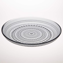 Iittala Kastehelmi Plates and Bowls, Glass, Grey, 17 x 17 x 2 cm
