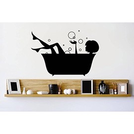Bathtub Woman Bubbles Water Clean Laundry Scrub A Dub Dub Laundry Soap Washer Dryer Clean Shorts Pant Sock Shoes Tooth Paste Grandchildren Surprises Girl Boy Wall Decal - Size: 21 Inch x 38 Inch