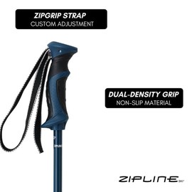Zipline Lollipop 14.0 Graphite Carbon Composite Ski Poles – Lightweight Ergonomic Grip, Vibration Dampening, Groomers and Freestyle. Choice of Olympic Skiers (Avalon Teal, 52" in./132 cm)