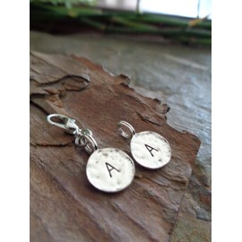 ◦ ● ● ✿ A letter hammered pendant chain charm ✿ ● • ◦ Great chain pendant/charm/bracelet pendant with letter, alphabet, stamped, blackened