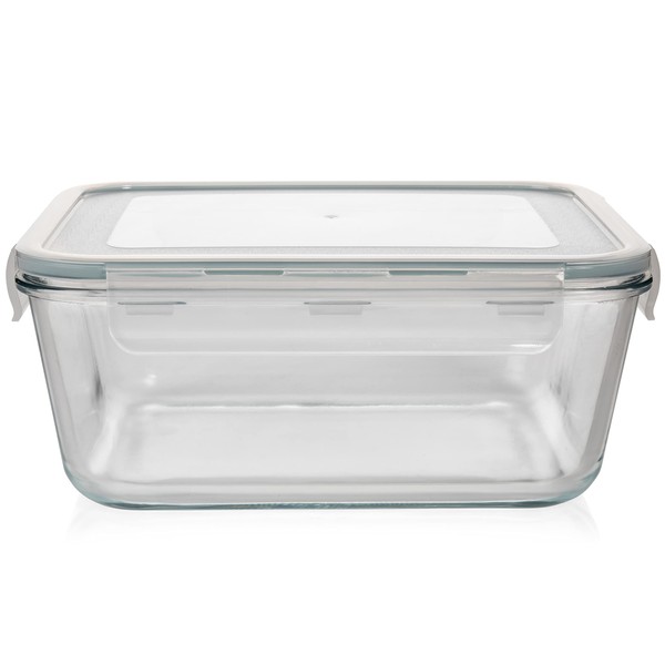 2700ML / 92 OZ / 11.5 Cup Glass Food Storage Container with Locking Lid Ideal for Storing food, Vegetables & Fruits Baking, Casserole, Roasting & lot more - BPA Free Leak Proof Fridge to Oven Safe