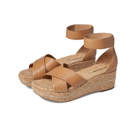 Johnston & Murphy Women's Gigi Cross Band Sandal Wedge, Tan, 8.5