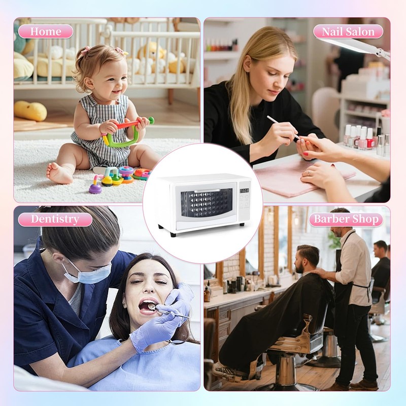 heemeei Nail Tool Cleaning Machine, Double-layer UV Light Cleaning Cabinet