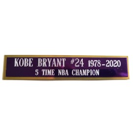 Kobe Bryant 1.25 x 6.25 inch Purple and Gold Name Plate