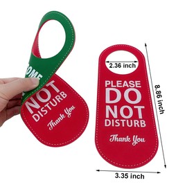 Please Do Not Disturb Sign/Welcome Please Knock Do Not Disturb Sign Door Hanger Sign，Welcome Please Knock Sign PU Leather, for Home and Business (Red + Green)