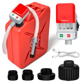 Automatic Portable Fuel Transfer Pump with 4 Tank Adapter, Extra Long Hose 3.2 Gallon per minute, Gas Pump for Gas Can for Oil, Diesel, Gasoline