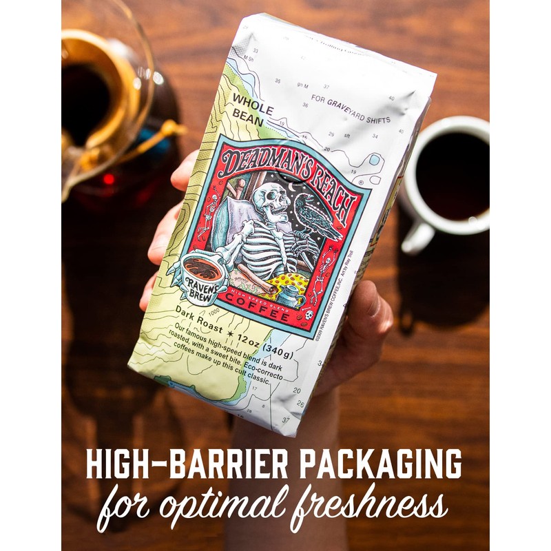 Raven's Brew Coffee High Caffeine Coffee Dark Roast Whole Bean