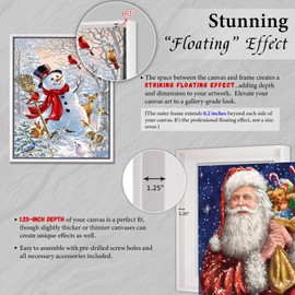 Canvas Floating Frame, Floater Frame Wood-Look Wall Art Painting Frame for Finished Canvas Painting 1 1/4 inch Deep Picture Frame for Wall Art Home Office Gallery Decor, 4 Colors/52 Size Optional