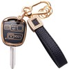CACARLIKE for for Lexus Key Fob Cover with Leather Lanyard, Car Key Fob Case Compatible with 2000-2006 Lexus ES GS is LS SC GX470 RX300 RX400h Smart Key Protector Holder
