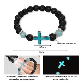 KSKSPE Bracelet in Bijouterie Cross Lava Stone Bracelet Fluorite Bracelet for Men Christian Gifts Bracelets The Lights Couple Bracelet, Glass, Fluorite